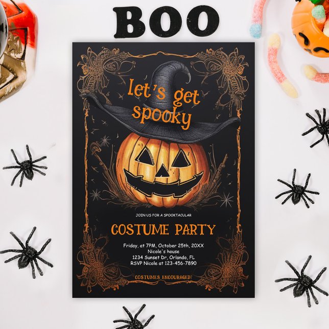 Convite Halloween Adulto Figurume Party Business Spooky (Halloween Adult Costume Party Spooky Invitation)