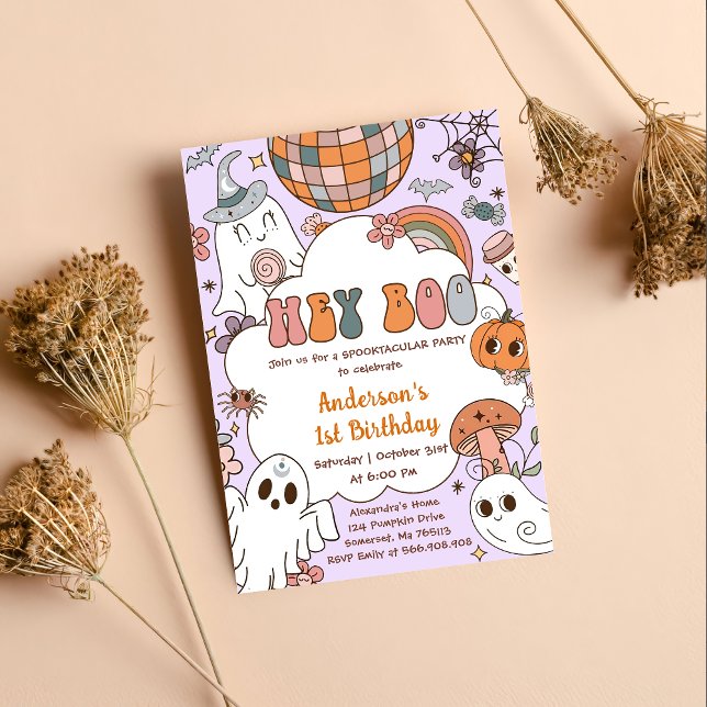 Convite Halloween Aniversário Ei Festa de aniversário Boo (Criador carregado)