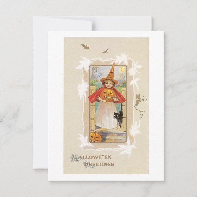 Convite Halloween antigo, bruxa (Frente)