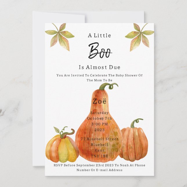 Convite Halloween Autumn Pumpkin Babyshower Invitation (Frente)