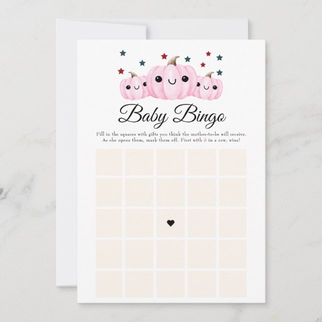 Convite Halloween Baby Shower Cute Boo Baby Shower Bingo (Frente)
