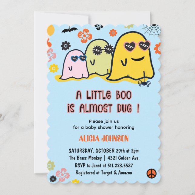 Convite Halloween Baby Shower Invtions Cubo Boo (Frente)