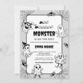 Convite Halloween Baby Shower Little Monster Design
