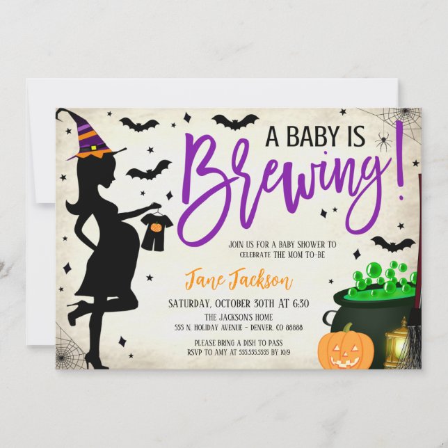 Convite Halloween Baby Shower Party Invitation (Frente)