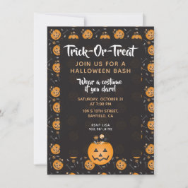 Convite Halloween Bash Trick Ou Treine Pumpkin Candy