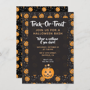 Convite Halloween Bash Trick Ou Treine Pumpkin Candy