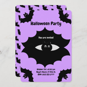Convite Halloween Bats sobre Violet