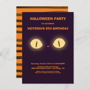 Convite Halloween Birthday Cat Eyes