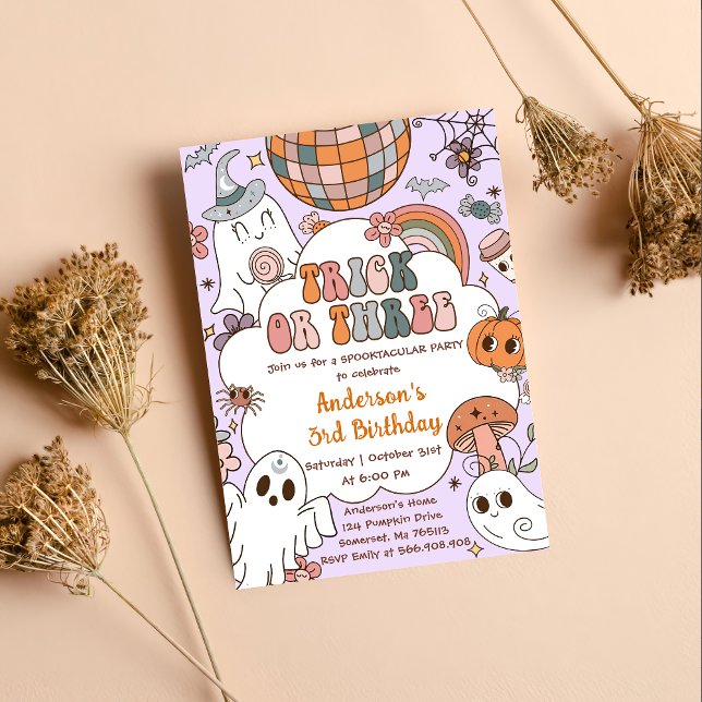 Convite Halloween Birthday Ghouls Três Festas de aniversár (Criador carregado)
