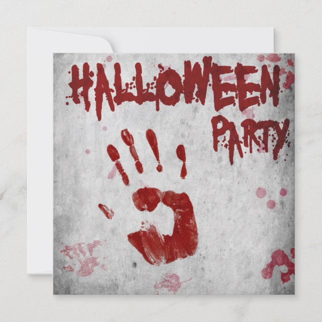 Convite Halloween Bloody Handprint (Frente)