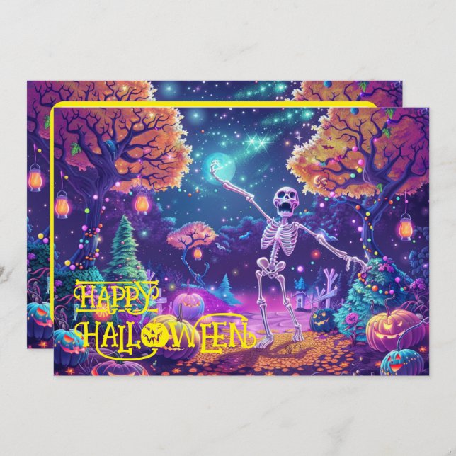 Convite Halloween Bone para ser selvagem! (Frente/Verso)