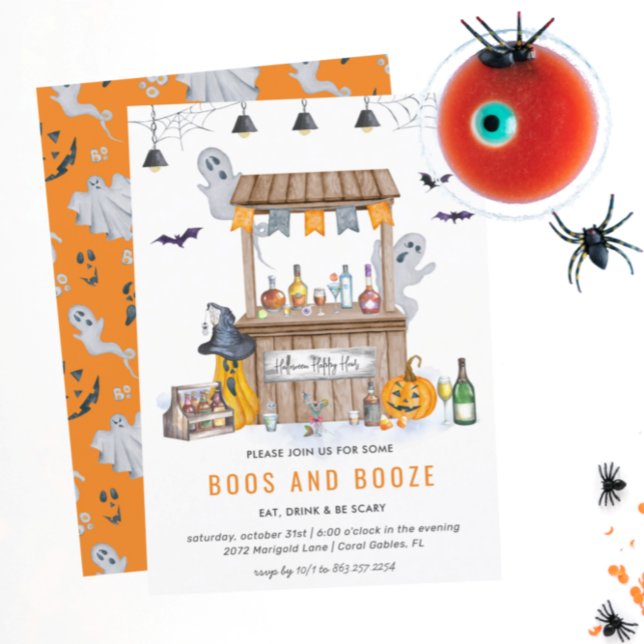 Convite Halloween Booze e Boos | Parte Cocktail (Criador carregado)