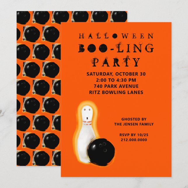 Convite Halloween Bowling Party Invitations (Frente/Verso)