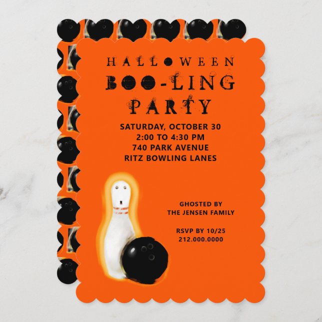 Convite Halloween Bowling Party Invitations (Frente/Verso)