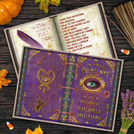 Convite Halloween Bruxas Magic Spell Book Spider