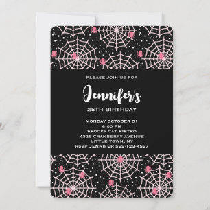 Convite Halloween Cobwebs e Spiders Patterno Aniversário