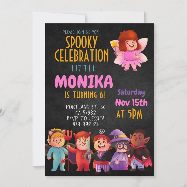 Convite Halloween Costume party Birthday Invitation  (Frente)
