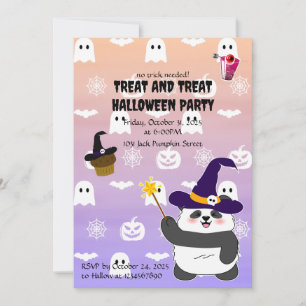 Convite Halloween Cute Baby Panda Witic Wand