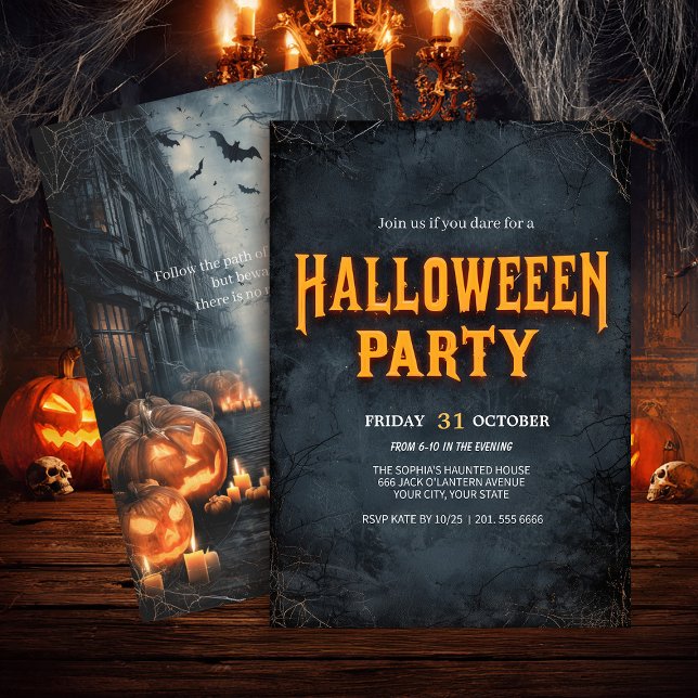 Convite Halloween da Rua Pumpkin Gótica (Criador carregado)