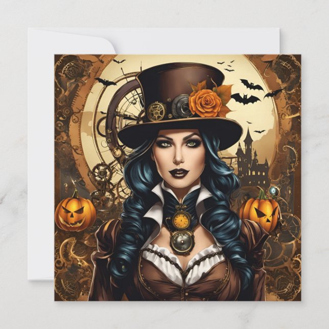 Convite Halloween dans le style steampunk (Frente)