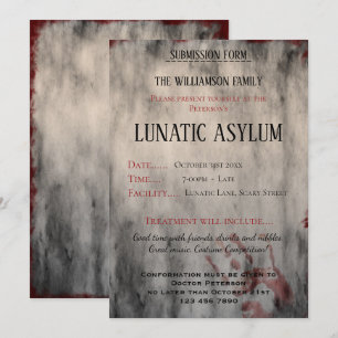 Convite Halloween de Asilo Lunático