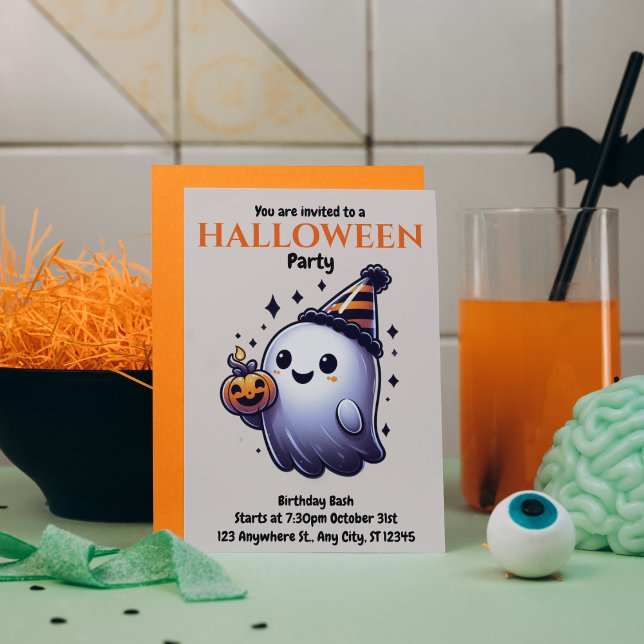 Convite Halloween de Cachorro de Aquarela (Criador carregado)