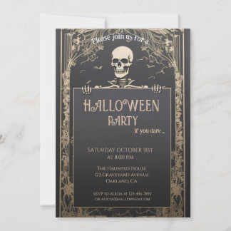 Convite Halloween de esqueleto clássico