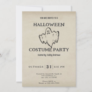 Convite Halloween de fantasma tradicional simples