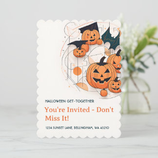 Convite Halloween de Pumpkin Abstrato moderno