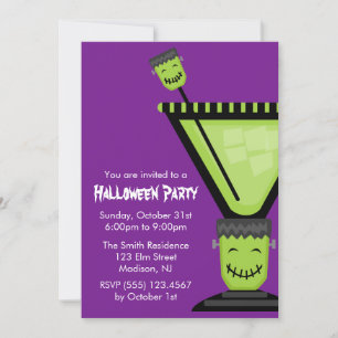 Convite Halloween De Vidro Frankenstein Martini