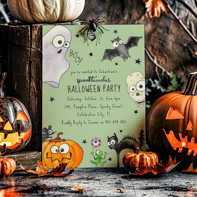 Convite Halloween divertido infantil (Criador carregado)