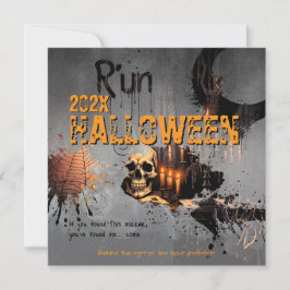 Convite Halloween do Espelho Assombrado pelo Crânio Gótico