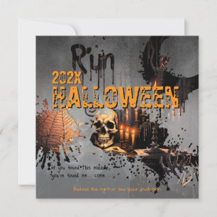 Convite Halloween do Espelho Assombrado pelo Crânio Gótico