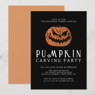 Convite Halloween do partido de caça à abóbora minimalista