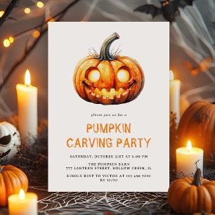 Convite Halloween do Partido Moderno Minimalista da Abóbor