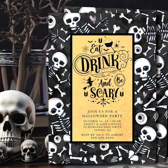 Convite Halloween do Skull e Bone Bash (Criador carregado)