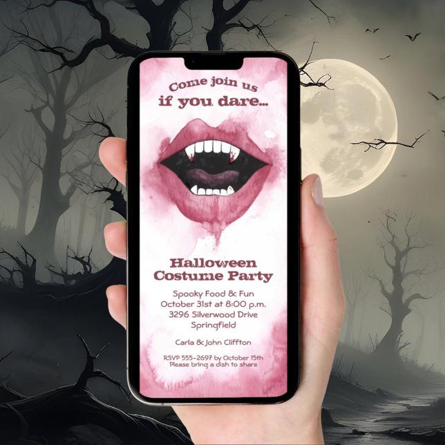 Convite Halloween do sorriso de vampiro (Vampire Smile Halloween Invitation - INSTANT DOWNLOAD and/or printed)