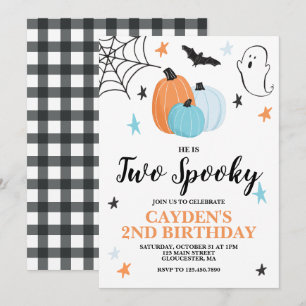 Convite Halloween DOIS Aniversário Assustador de 2 anos Ab