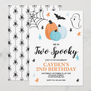 Convite Halloween DOIS Assustador Aniversário de 2 anos Ab