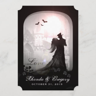 Convite Halloween Elegant Love Silhouette Junto com