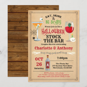 Convite Halloween estoca a rústica dos chás casais bares