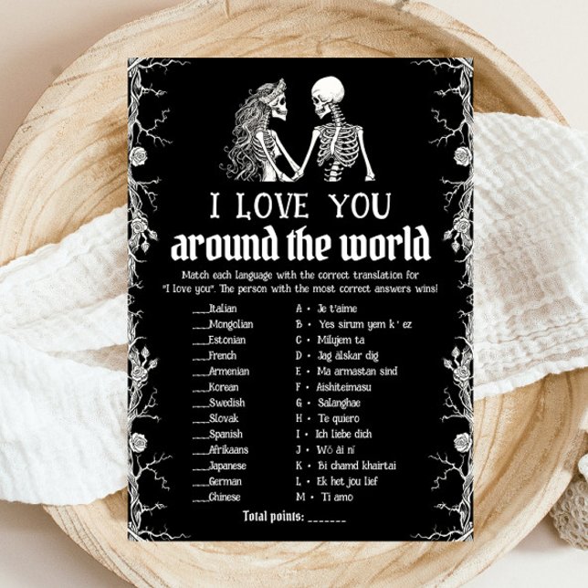 Convite Halloween Eu Te Amo Em Torno Do Jogo Da Noiva Mund (Black Halloween I Love You Around the World Bridal Game)