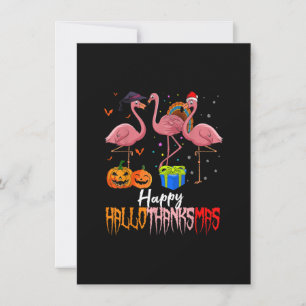 Convite Halloween Flamingo Happy Hallothanksmas Pumpkin