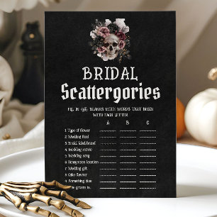 Convite Halloween Floral Crânio Bridal Scattergories Jogo