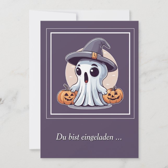 Convite Halloween: Geist mit Kürbissen - (Frente)