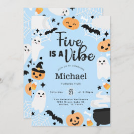 Convite Halloween Ghost Cinco é uma Festa de aniversário d
