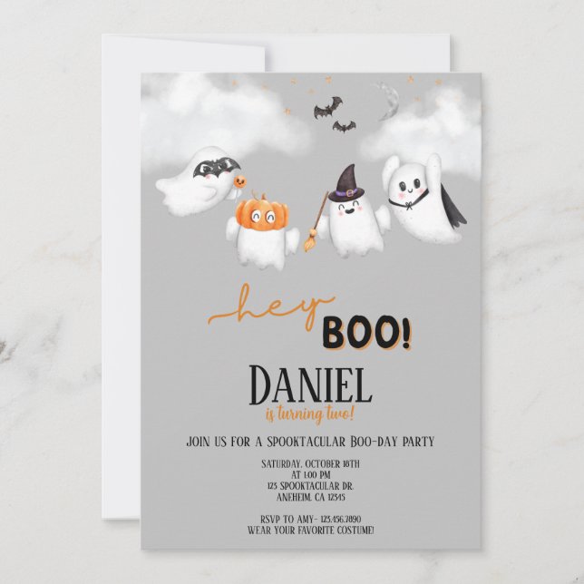 Convite Halloween Ghost Ei Festa de aniversário Boo (Frente)