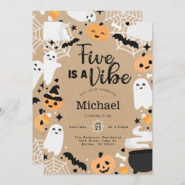 Convite Halloween Ghost Pumpkin 5th Birthday Party