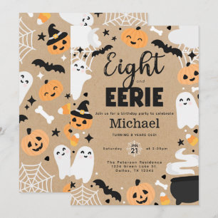Convite Halloween Ghost Pumpkin 8ª Festa de aniversário