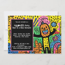 Convite Halloween Ghoul Doodle Extravaganza